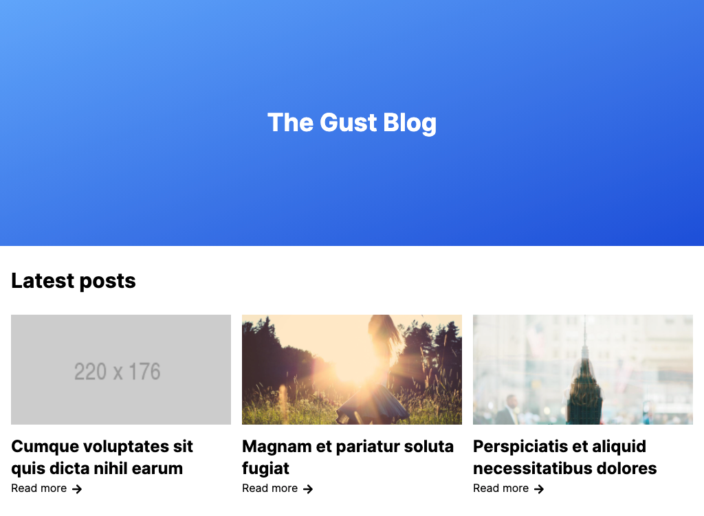 Basic blog page built with Gust